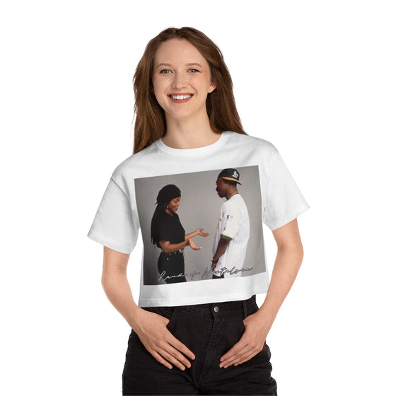 Land of Nostalgia Janet Jackson and Tupac Vintage Poetic Justice Love Champion Women's Heritage Cropped T-Shirt