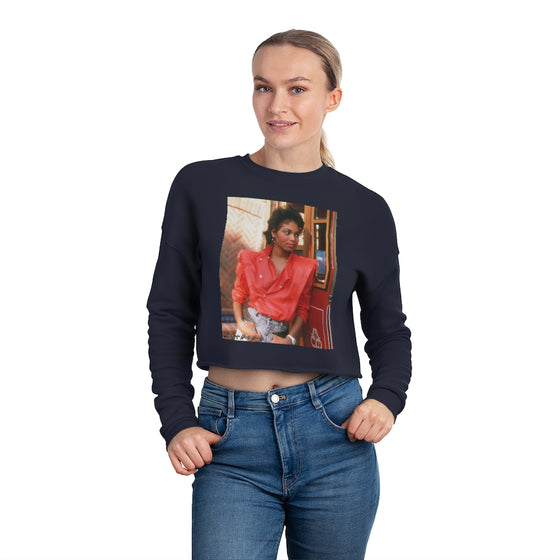 Land of Nostalgia Janet Jackson Vintage Red Jacket Women's Cropped Sweatshirt