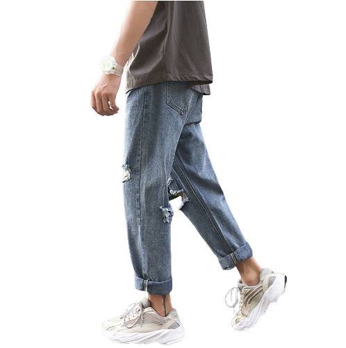 Land of Nostalgia Hip Hop Men's Casual Loose Trousers Straight Pants Denim Jeans