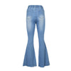 Land of Nostalgia Elastic Waist Stretch Damage Trousers Women's Flare Pants Jeans