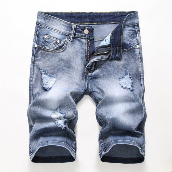 Land of Nostalgia Men's Distressed Ripped Denim Shorts (Ready to Ship)