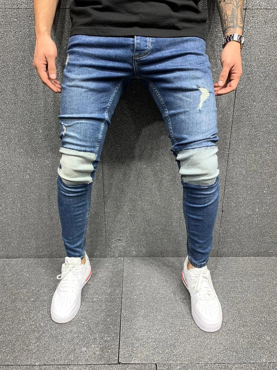 Land of Nostalgia Men's Plus Size Skinny Slim Fit Denim Jeans Pants