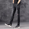 Land of Nostalgia Ripped Men's Casual Trousers Pants Super Skinny Embroidered Jeans