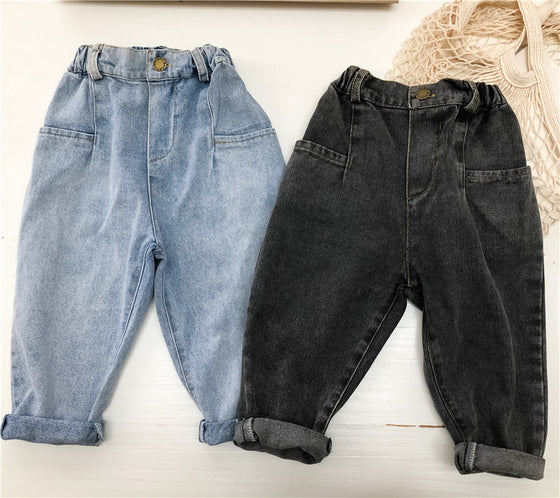 Land of Nostalgia Toddler Children Boys Girls Loose Casual Cotton Denim Trousers Pants Jeans (2-6Y)