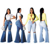 Land of Nostalgia Bell Bottom Wide Leg Knee Ripped Flare Jeans