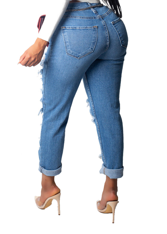 Land of Nostalgia Plus Size Women's Pencil Denim Pants Jeans