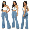 Land of Nostalgia High Waist Distressed Ripped Flare Pants Women's Denim Jeans