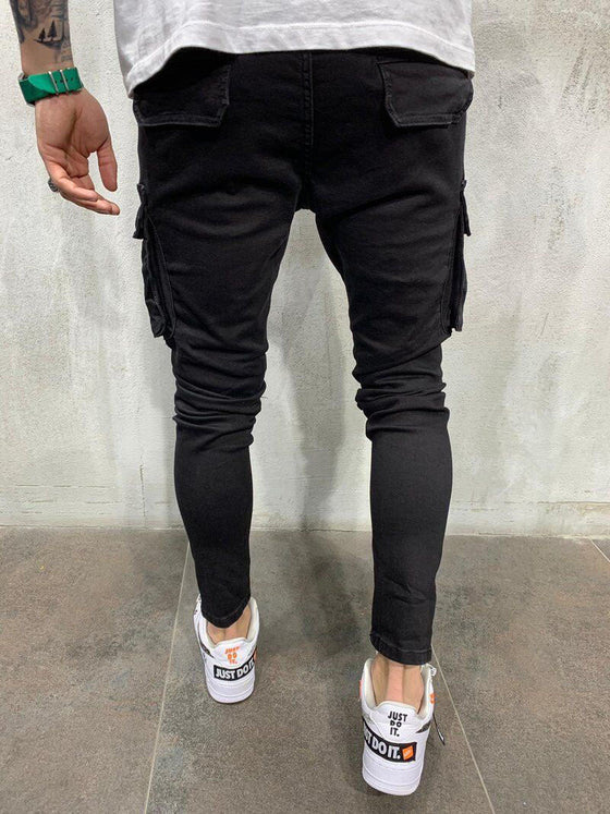 Land of Nostalgia Men's Fashion Hip Hop Cargo Pants with Side Pockets Trousers Jeans (Ready to Ship)