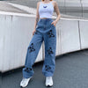 Land of Nostalgia Women's Fashion Loose Casual Straight Pants with Butterfly Print Jeans