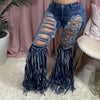 Land of Nostalgia High Waist Bell Bottom Women's Ripped Jeans