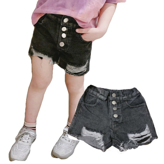 Land of Nostalgia Girls Kids Ripped Denim Shorts Jeans