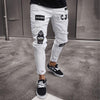 Land of Nostalgia Men's Patchwork Skinny Ripped Jeans with CJB Design