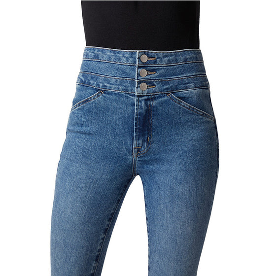 Land of Nostalgia High Waist Super Stretch Button Trousers Skinny Pants Women's Jeans