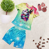 Land of Nostalgia Women's Starry Sky Lion Printing Dyeing T-Shirts and Shorts Set