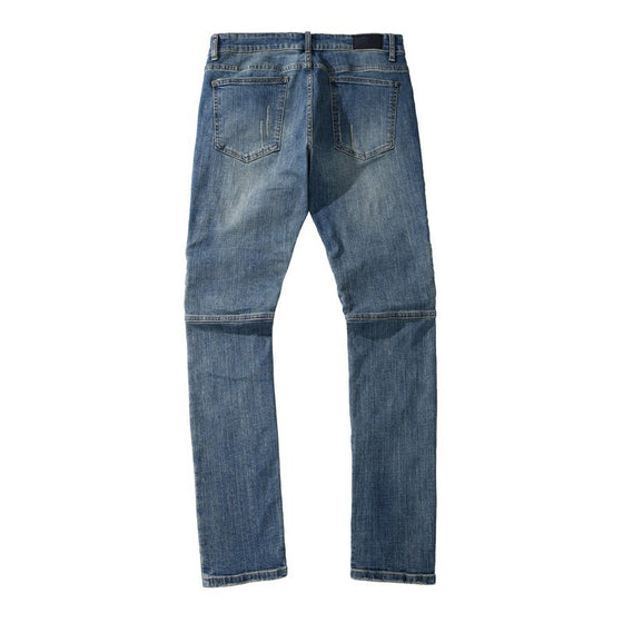 Land of Nostalgia Slim Fit Distressed Men's Ripped Trousers Denim Jeans