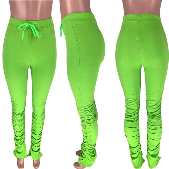 Land of Nostalgia Super Stretch Ruched Leggings Women's Stacked Trousers Jogger Sweatpants