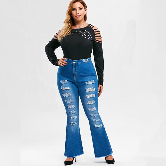 Land of Nostalgia Autumn and Winter Flared Sexy Trousers Women's Plus Size Jeans