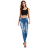 Land of Nostalgia Skinny Blue Denim Ripped Jeans for Women