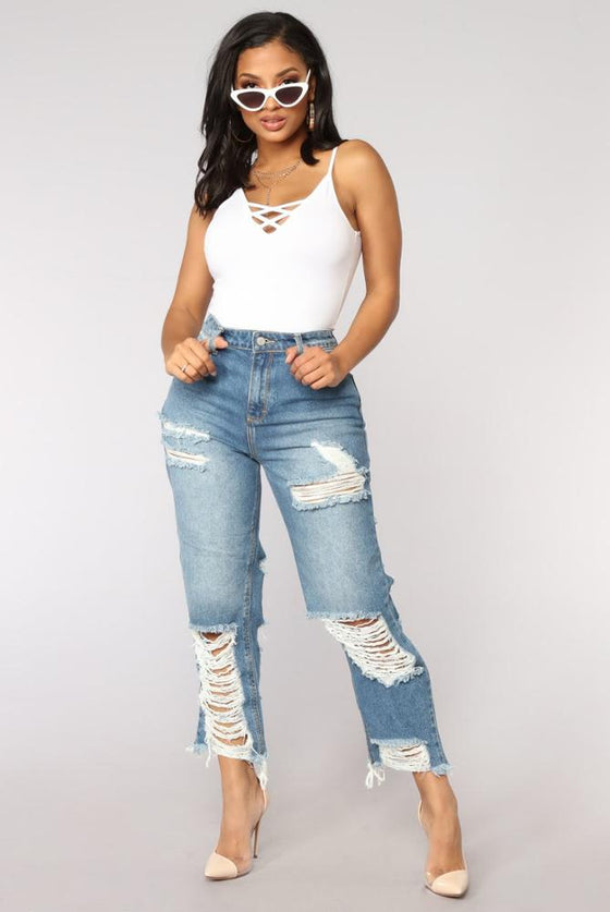 Land of Nostalgia Women's Big Sexy Ripped Pants Jeans