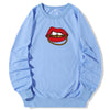 Land of Nostalgia Women's Red Lips Fleece O-Neck Pullover Sweatshirt