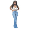 Land of Nostalgia High Waist Women's Long Flared Pants Stripe Washed Jeans