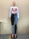 Land of Nostalgia Color Blocking Patchwork Slim Fit Women's Skinny Denim Jeans