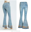 Land of Nostalgia High Waist Women's Pantalones Embroidery Trousers Denim Flare Jeans
