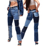 Land of Nostalgia High Waist Slim Fit Straight Trousers Women's Sexy Denim Patchwork Jeans