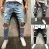 Land of Nostalgia Men's Denim Skinny With Hole Trouser Ripped Pants Jeans