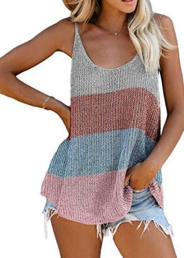 Land of Nostalgia Women's Casual Solid Camis Knitted Crop Tank Tops