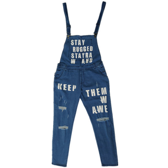 Land of Nostalgia Men's Jeans Overall Skinny Trouser with Stay Rugged Letter Design