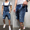 Land of Nostalgia Men's Overalls Skinny Destroyed Casual Pants Denim Jumpsuit Shorts (Ready to Ship)
