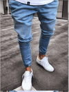 Land of Nostalgia Fashion Pleated Men's Skinny Denim Jeans Pants