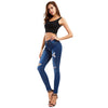 Land of Nostalgia Skinny Blue Denim Ripped Jeans for Women