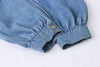 Land of Nostalgia Elastic Waist Women's Side Damage Blue Jeans