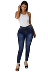 Land of Nostalgia High Waist Skinny Ripped Jeans Women's Stretch Long Pants