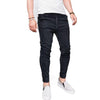 Land of Nostalgia Men's Casual Drawstring Stretch Skinny Ripped Jeans