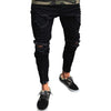 Land of Nostalgia Men's Black Trousers Skinny Ripped Jeans with Hole (Ready to Ship)