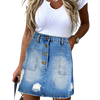 Land of Nostalgia Women's A-line Casual Summer Jeans Skirt with Pockets