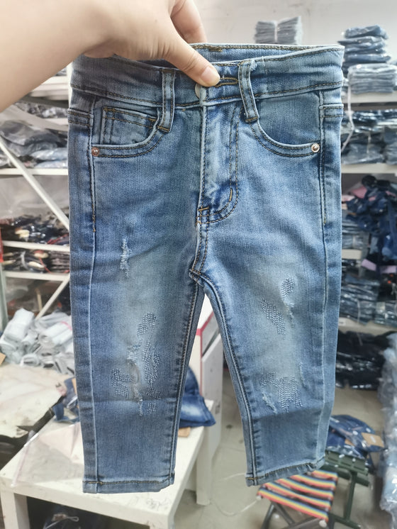Land of Nostalgia Toddler Boys Girls Kids Denim Trousers Broken Hole Child Jeans (1-8T)