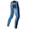 Land of Nostalgia Men's Fashion Skinny Hole Trousers Pencil Pants Ripped Jeans with Side Stripe
