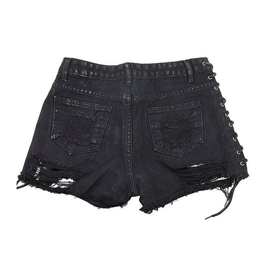 Land of Nostalgia Women's Sexy Beach Pants Slim Denim Hole Bandage Jeans Shorts