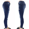 Land of Nostalgia Women's Skinny Ripped Trousers Pants Stretch Blue Denim Jeans