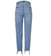 Land of Nostalgia High Waist Women's Tassel Hole Denim Slim Straight Trouser Pants Jeans