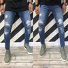 Land of Nostalgia Hip Hop Punk Homme Streetwear Men's Skinny Pleated Ripped Jeans