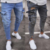 Land of Nostalgia Men's Skinny Pocket Ripped Jeans Trousers Pants
