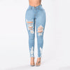 Land of Nostalgia High Waist Destroyed Knee Holes Ripped Trousers Women's Skinny Stretch Denim Jeans