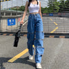 Land of Nostalgia High Waist Straight Hole Hollow Out Women's Streetwear Trousers Jeans