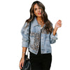 Land of Nostalgia Women's Leopard Print Casual Jeans Jacket (Ready to Ship)
