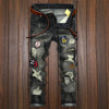 Land of Nostalgia Distressed Men's Casual Straight Skinny Denim Pants Jeans